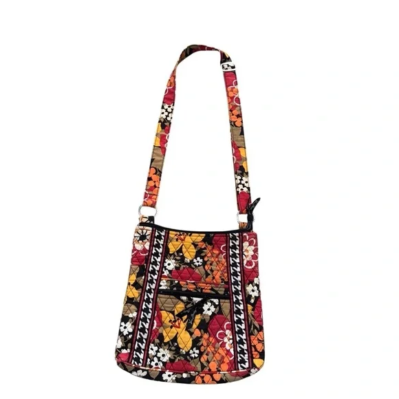 Vera Bradley Floral Quilted Crossbody Bag Purse Boho Fall Colors Cotton - Picture 3 of 9